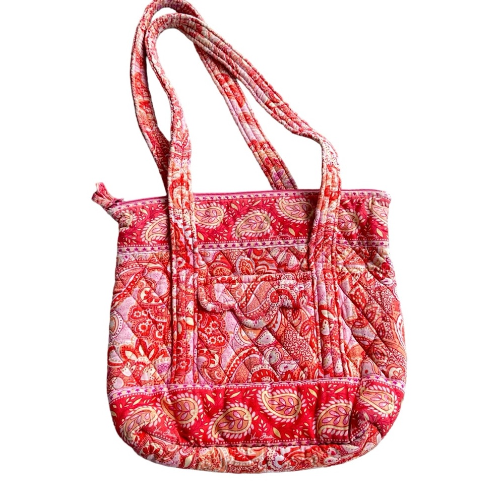Vera Bradley Orange Paisley Zipper Closure Double Handle Tote